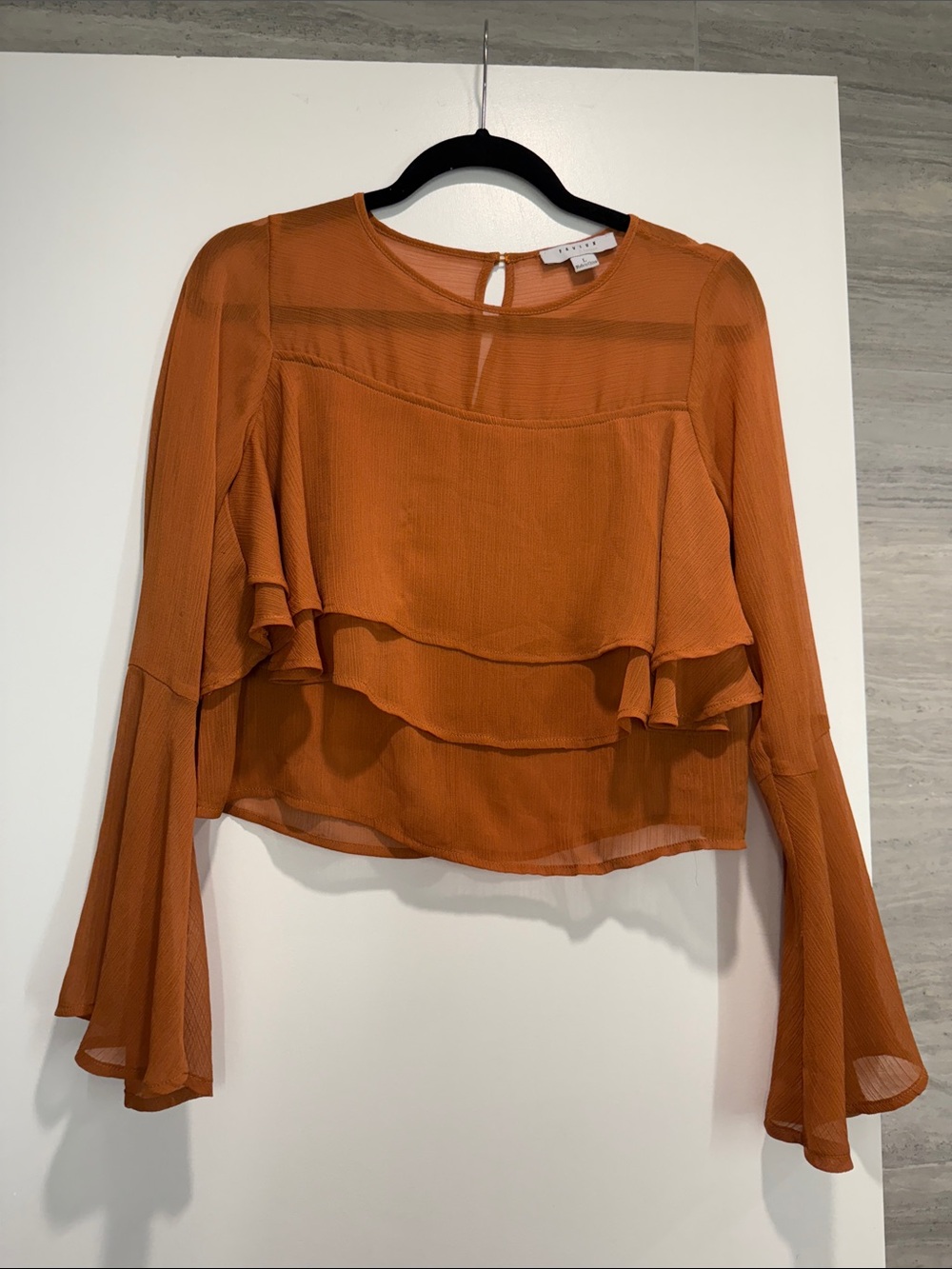 FAVLUX Rust Orange Layered Ruffle Blouse